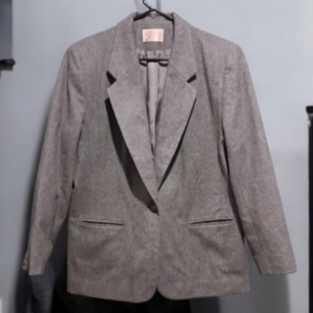 Vintage Pendleton 100% Wool Blazer Grey Womans size 14 Petite Dark Academia Twee